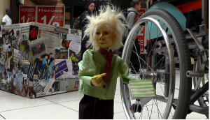 puppet beside wheelchair